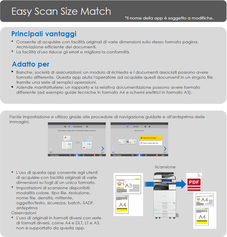 App Ricoh Easy scan size match